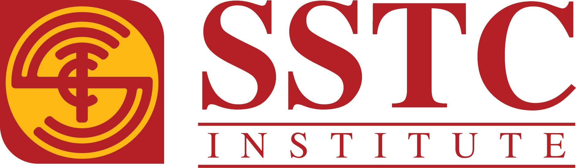 Logo of SSTC Institute featuring a stylized emblem on the left and the text "SSTC INSTITUTE" in red capital letters on the right, reflecting its Singapore heritage and International Summer Camp programs.
